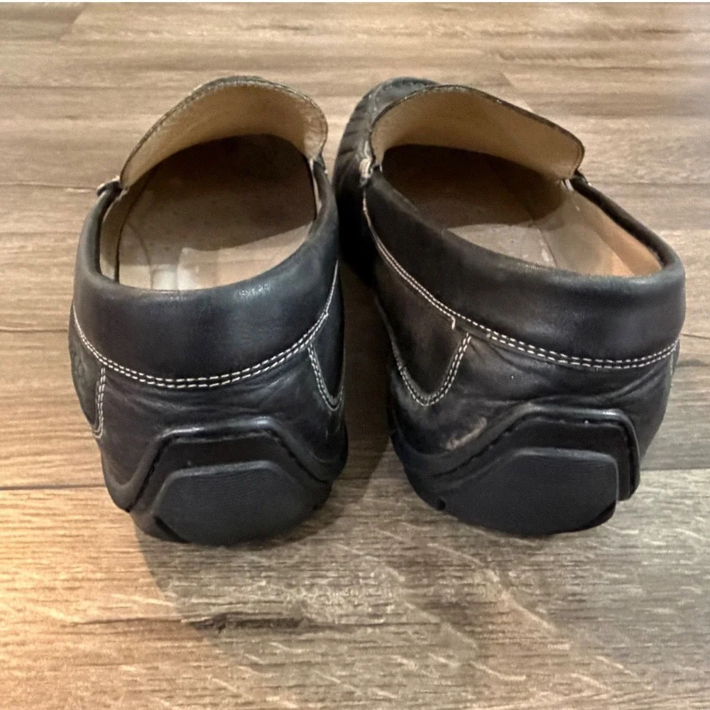ECCO Mens Black Leather‎ Driving Loafers Slip On Shoes Size 47/ US 13- 13.5